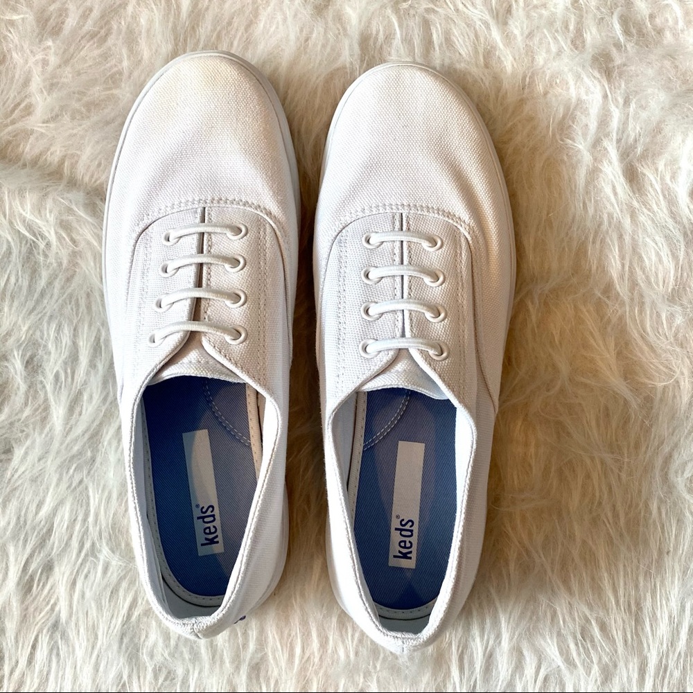 Keds NEW white canvas elastic lace slip on sneaker